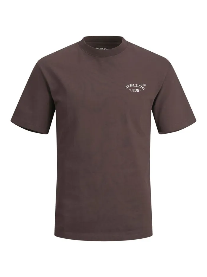 Tshirts JACK and JONES Mens CHEST PRINT TSHIRT Brown Seal Brown Near Me