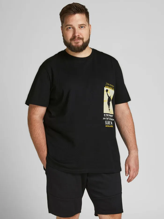 Tshirts JACK and JONES Mens LEGENDS PLUS SIZE TSHIRT Black Black For Sale