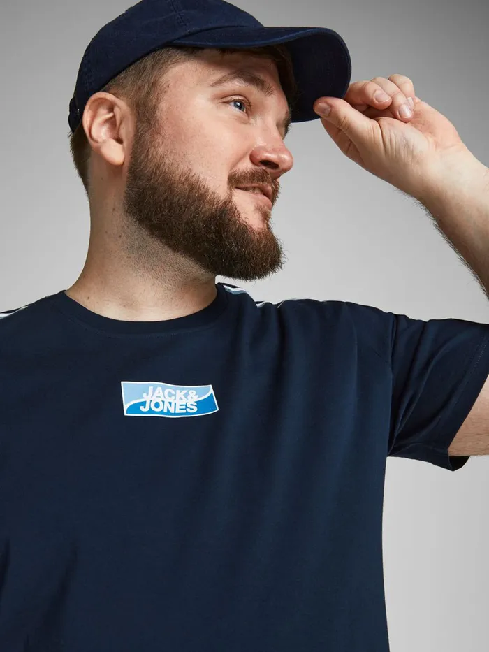 Tshirts JACK and JONES Mens LOGO PLUS SIZE TSHIRT Blue Navy Blazer Cheap On Sale