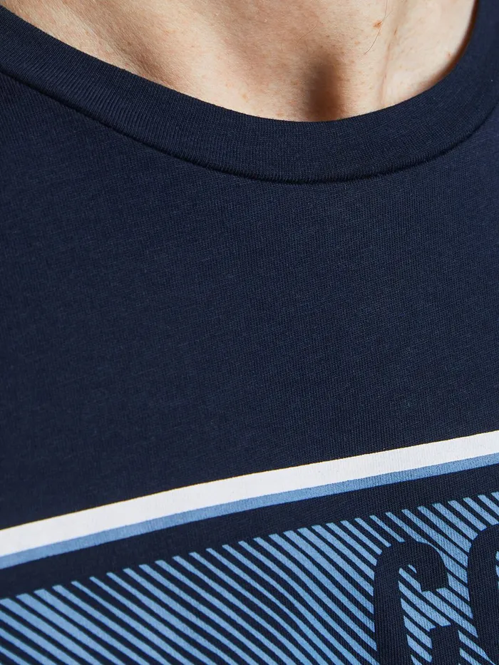 Tshirts JACK and JONES Mens LOGO PRINT TSHIRT Blue Navy Blazer Gift for Friend