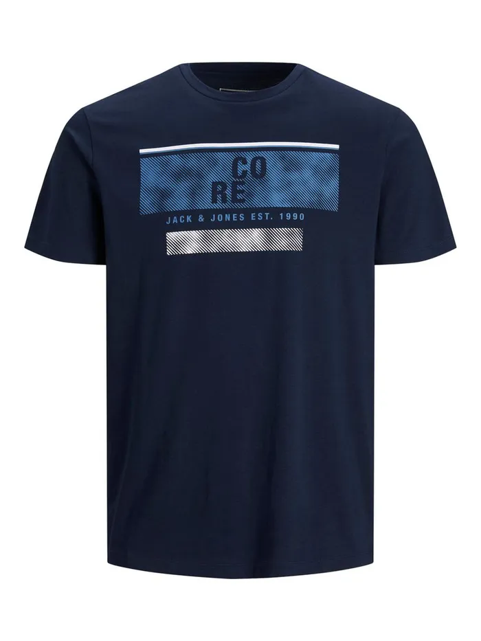 Tshirts JACK and JONES Mens LOGO PRINT TSHIRT Blue Navy Blazer Gift for Friend