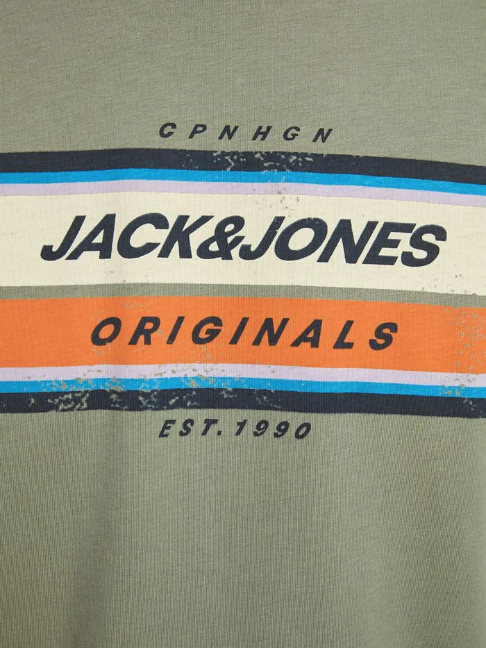 Tshirts JACK and JONES Mens MULTICOLOURED LOGO TSHIRT Green Sea Spray Online