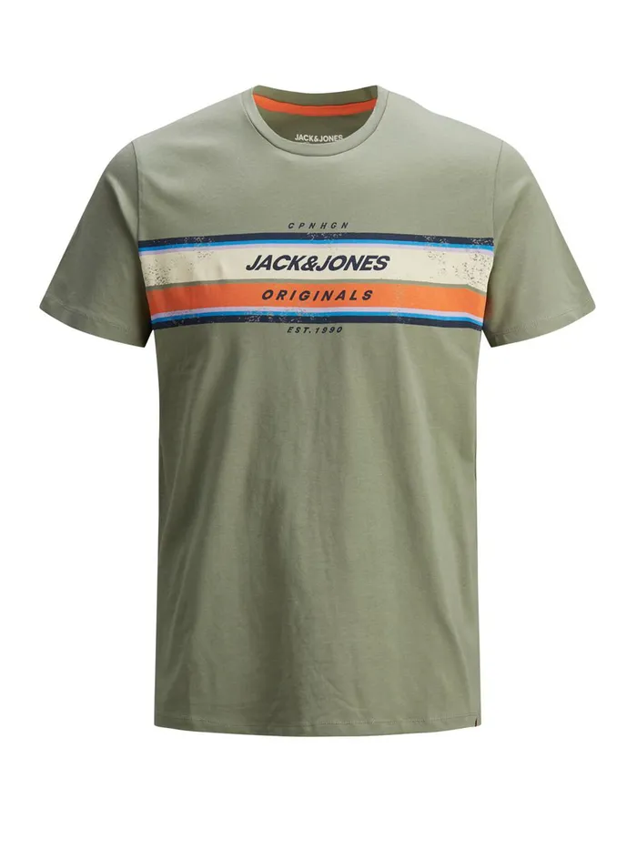 Tshirts JACK and JONES Mens MULTICOLOURED LOGO TSHIRT Green Sea Spray Online
