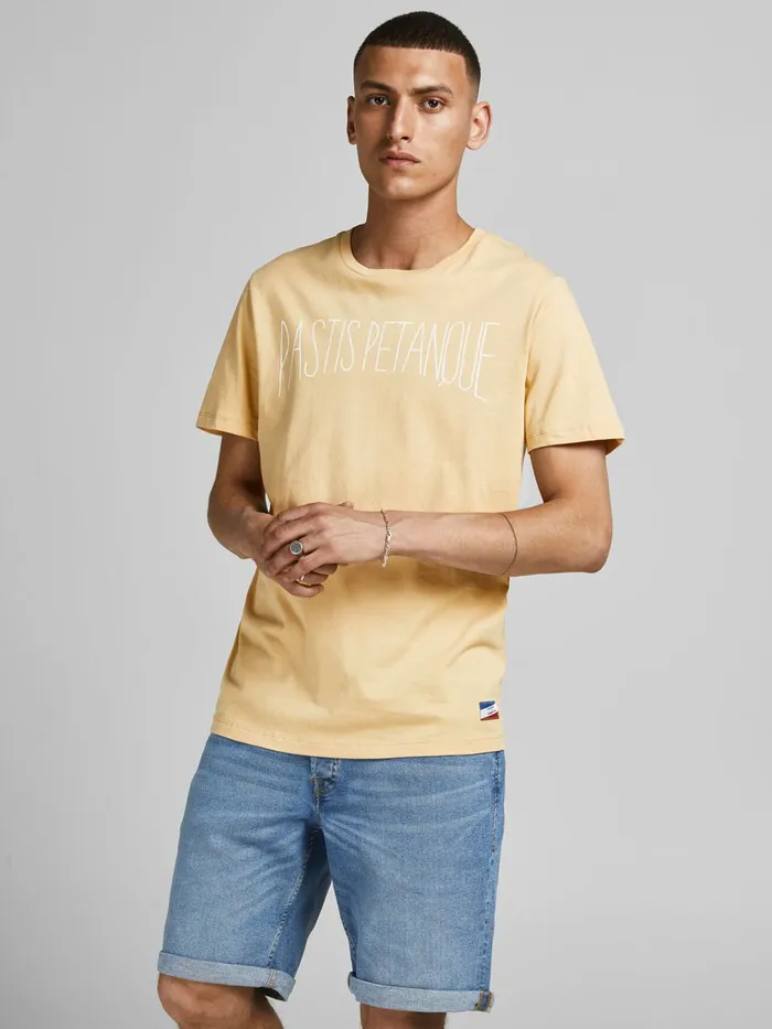 Tshirts JACK and JONES Mens PASTIS PETANQUE PRINT TSHIRT Pastel Sahara Sun For Sale