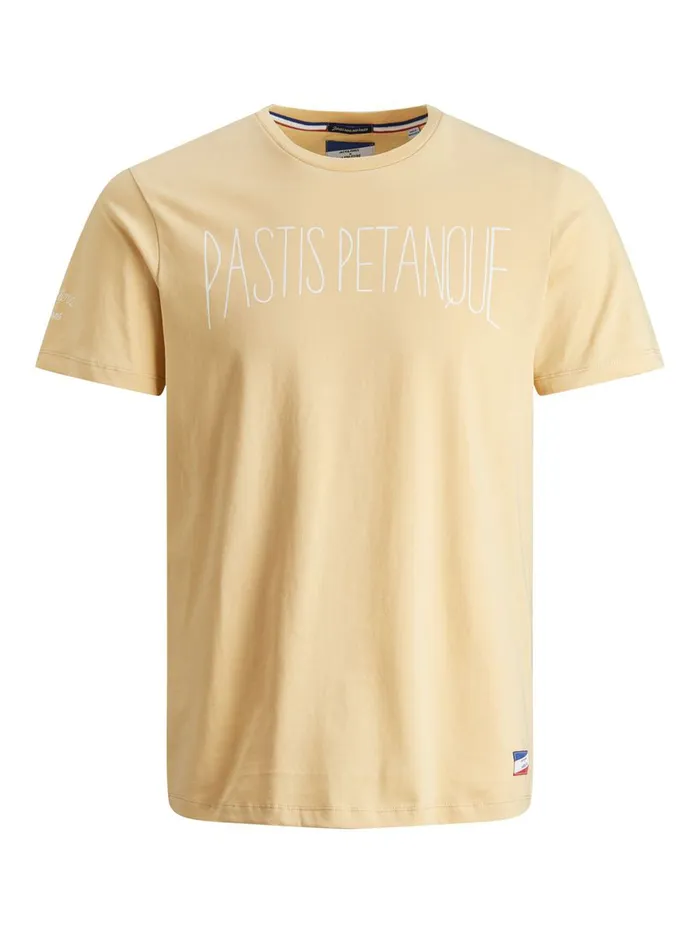 Tshirts JACK and JONES Mens PASTIS PETANQUE PRINT TSHIRT Pastel Sahara Sun For Sale
