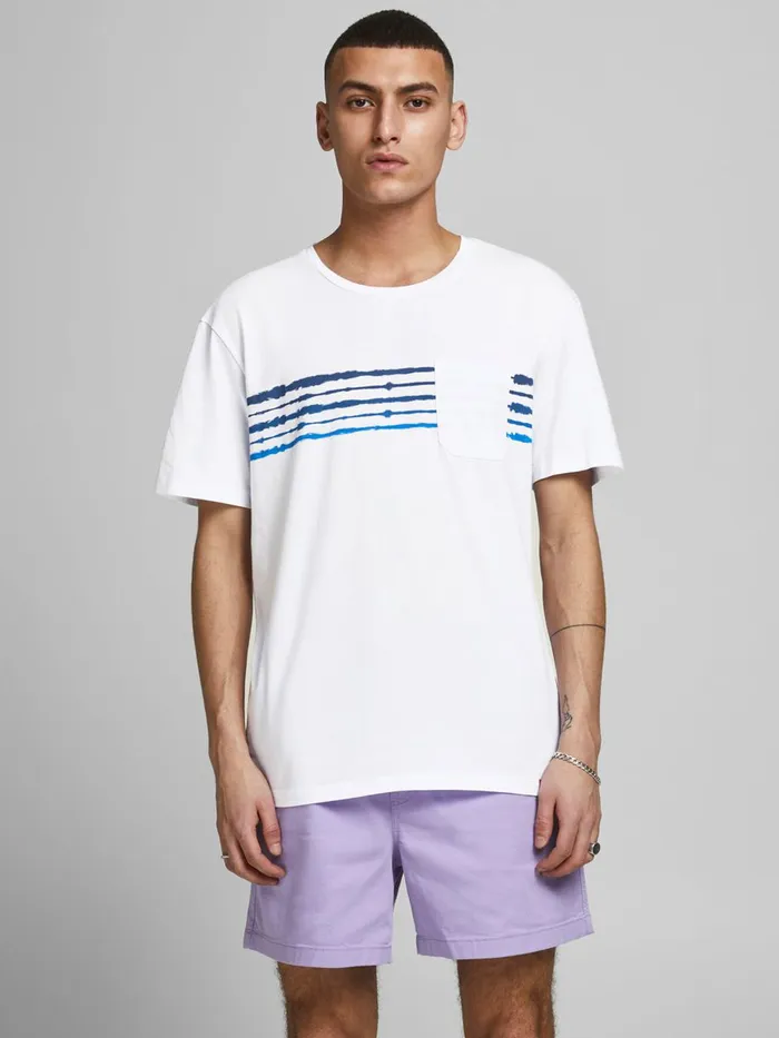 Tshirts JACK and JONES Mens RELAXED FIT STRIPE TSHIRT White White Gift Ideas