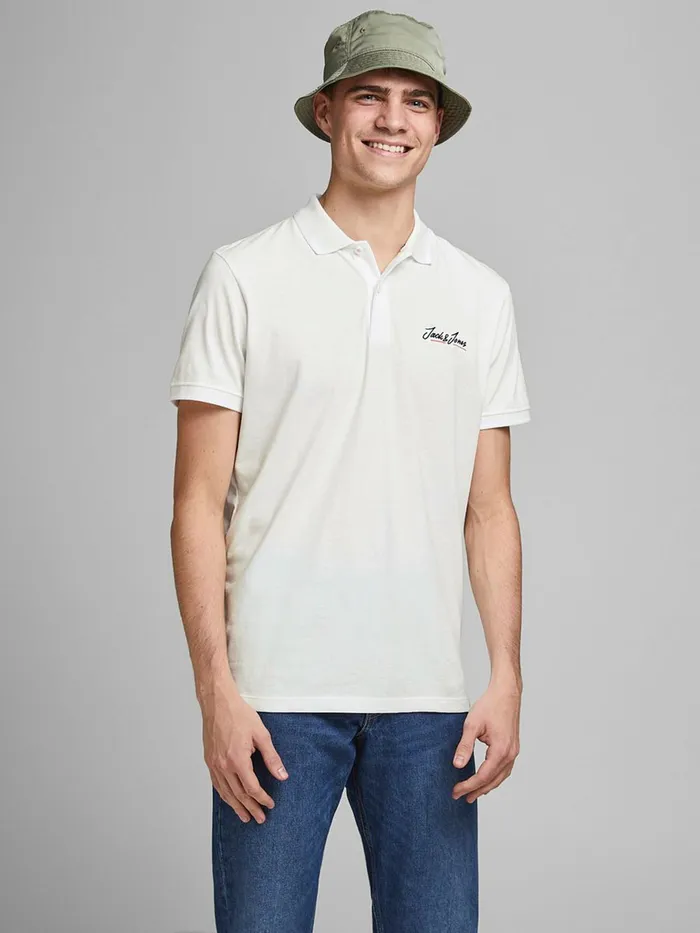 Tshirts JACK and JONES Mens SINGLE JERSEY POLO SHIRT White Cloud Dancer Gift Ideas
