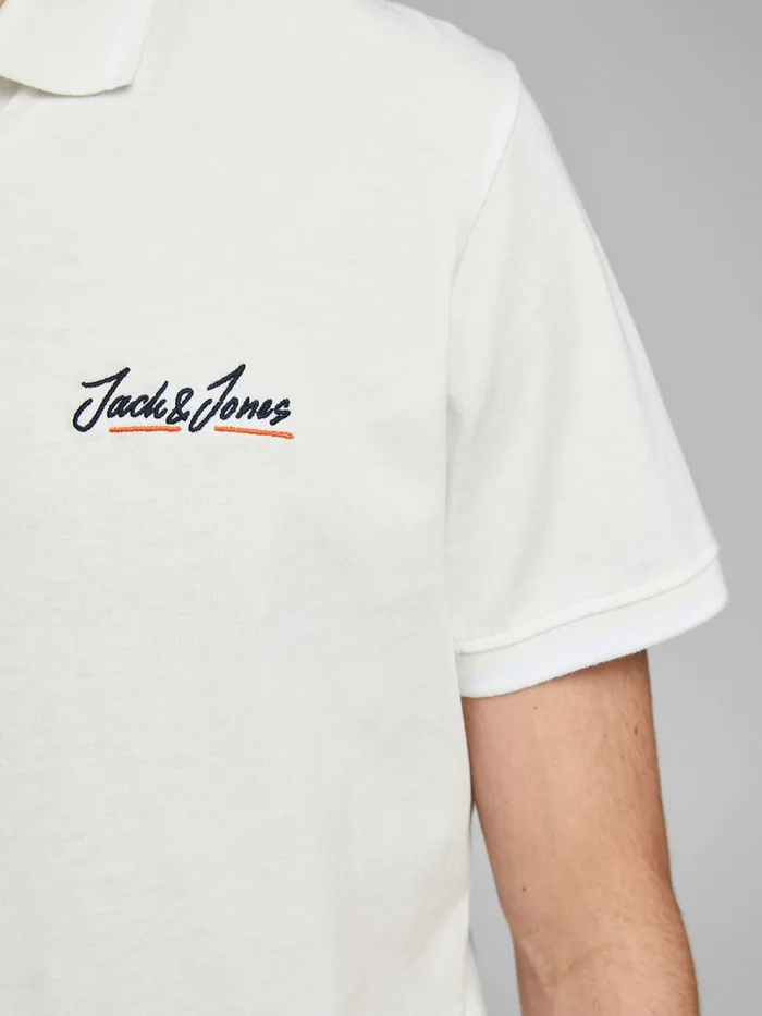 Tshirts JACK and JONES Mens SINGLE JERSEY POLO SHIRT White Cloud Dancer Gift Ideas