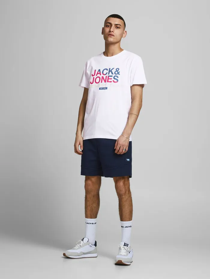 Tshirts JACK and JONES Mens SLIM FIT LOGO PRINT TSHIRT White White Gift Ideas