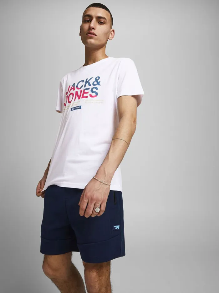 Tshirts JACK and JONES Mens SLIM FIT LOGO PRINT TSHIRT White White Gift Ideas