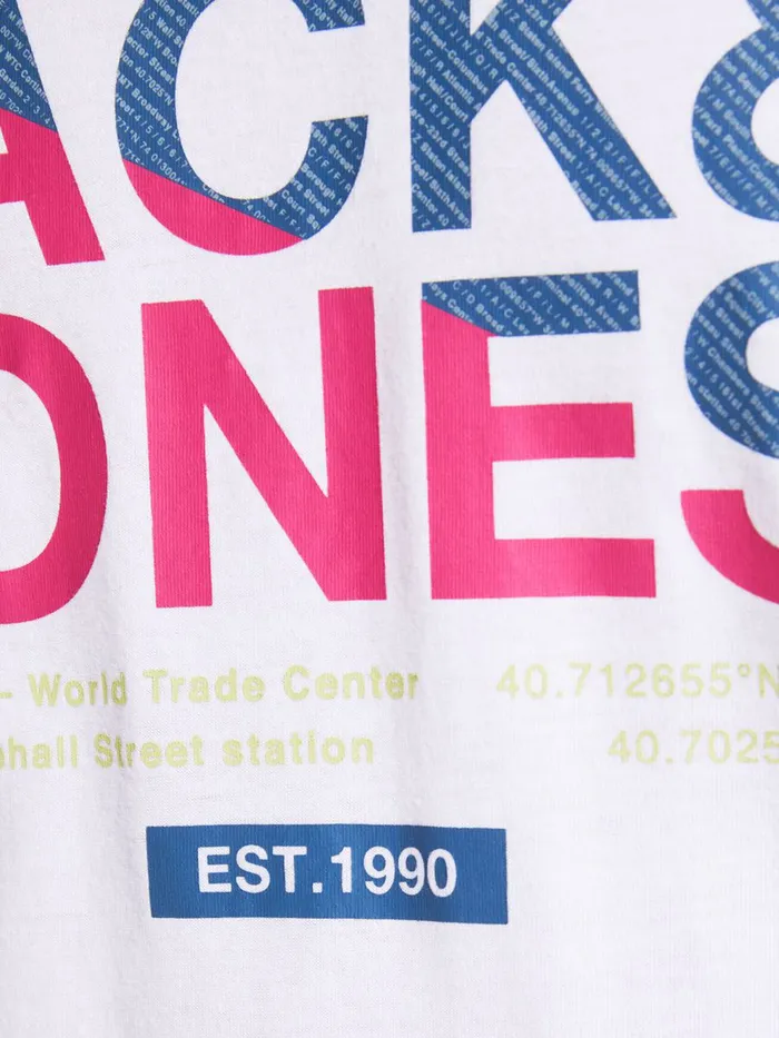 Tshirts JACK and JONES Mens SLIM FIT LOGO PRINT TSHIRT White White Gift Ideas
