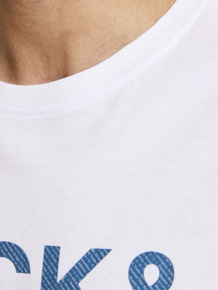 Tshirts JACK and JONES Mens SLIM FIT LOGO PRINT TSHIRT White White Gift Ideas