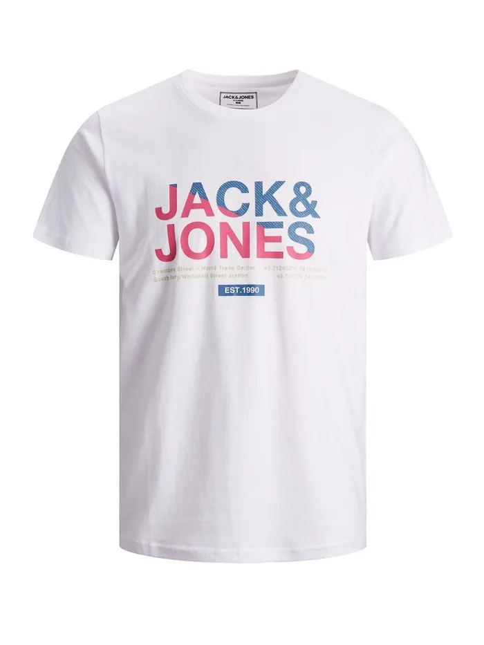 Tshirts JACK and JONES Mens SLIM FIT LOGO PRINT TSHIRT White White Gift Ideas