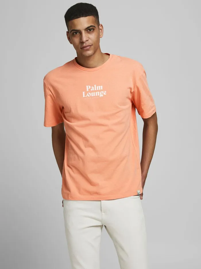 Tshirts JACK and JONES Mens STATEMENT PRINT TSHIRT Pastel Shell Coral Near Me Tshirts JACK and JONES Mens STATEMENT PRINT TSHIRT Pastel Shell Coral Near Me