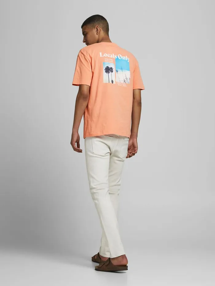 Tshirts JACK and JONES Mens STATEMENT PRINT TSHIRT Pastel Shell Coral Near Me