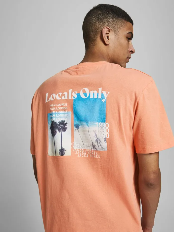 Tshirts JACK and JONES Mens STATEMENT PRINT TSHIRT Pastel Shell Coral Near Me