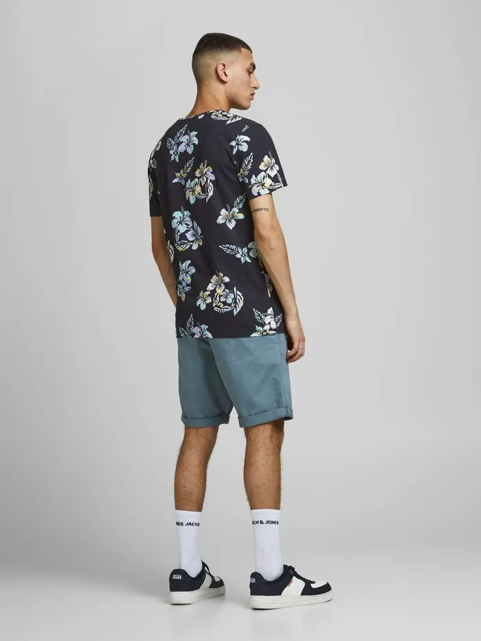 Tshirts JACK and JONES Mens TROPICAL PRINT TSHIRT Blue Dark Navy Gift Ideas