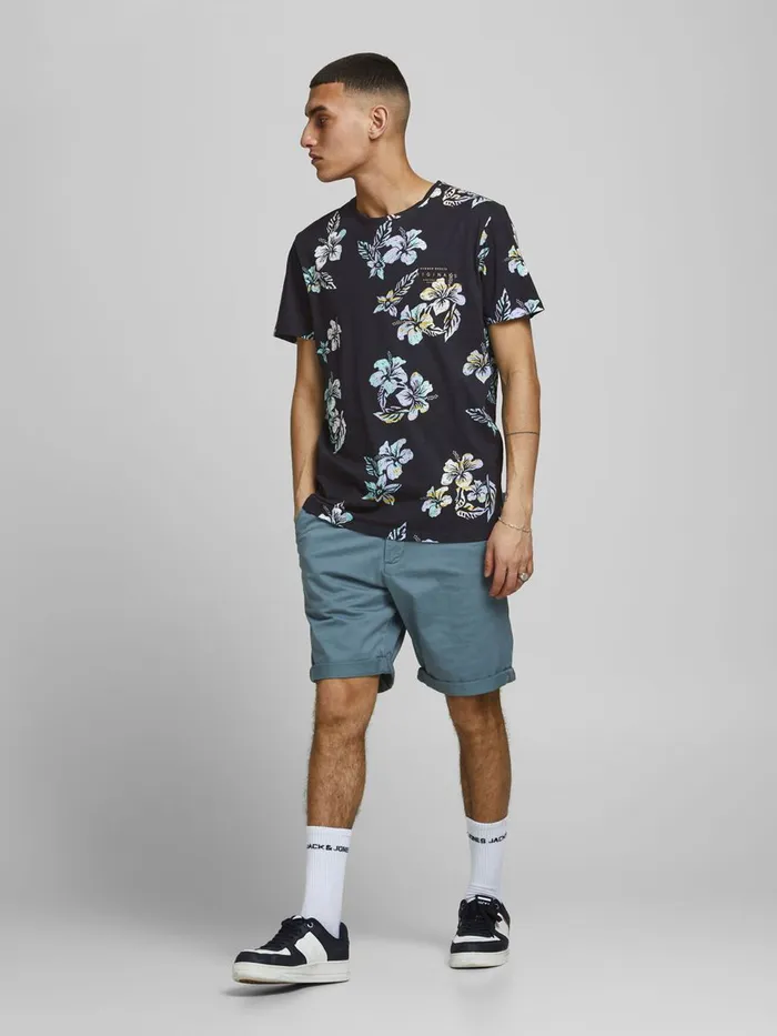 Tshirts JACK and JONES Mens TROPICAL PRINT TSHIRT Blue Dark Navy Gift Ideas
