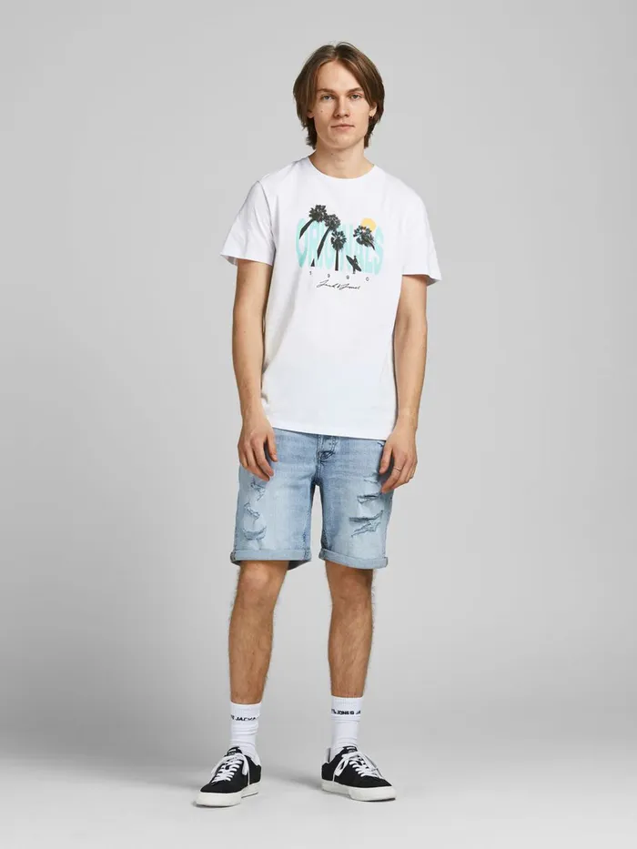 Tshirts JACK and JONES Mens TROPICAL PRINT TSHIRT White White Popular