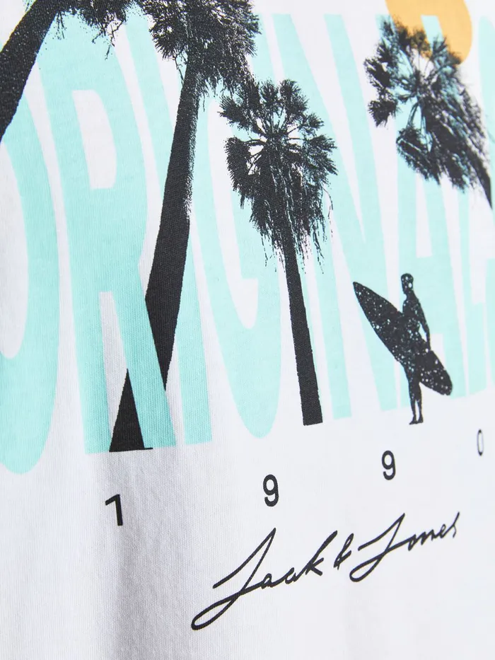 Tshirts JACK and JONES Mens TROPICAL PRINT TSHIRT White White Popular