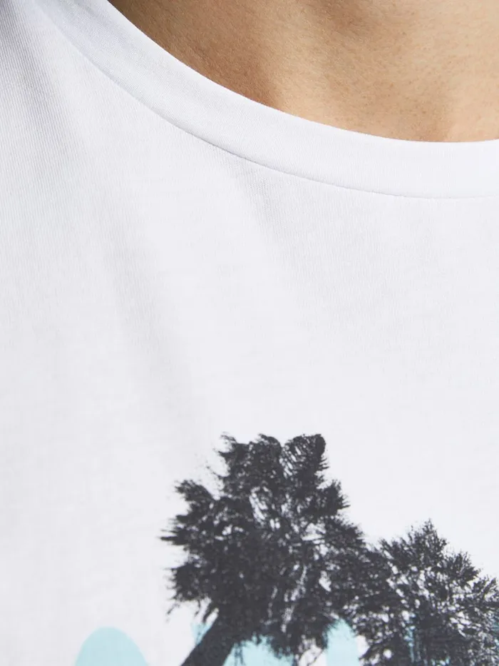 Tshirts JACK and JONES Mens TROPICAL PRINT TSHIRT White White Popular