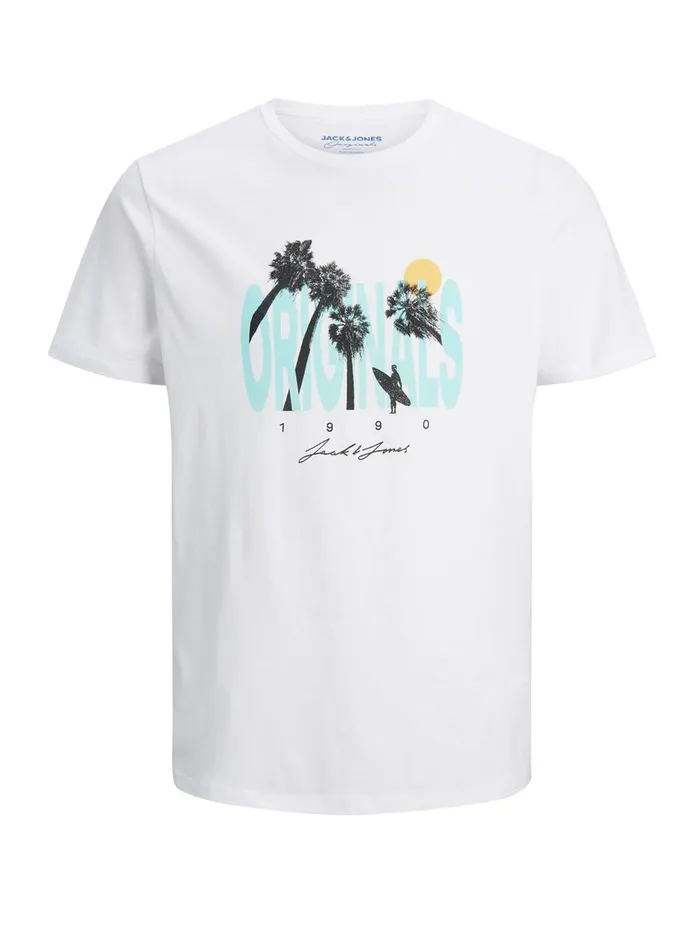 Tshirts JACK and JONES Mens TROPICAL PRINT TSHIRT White White Popular