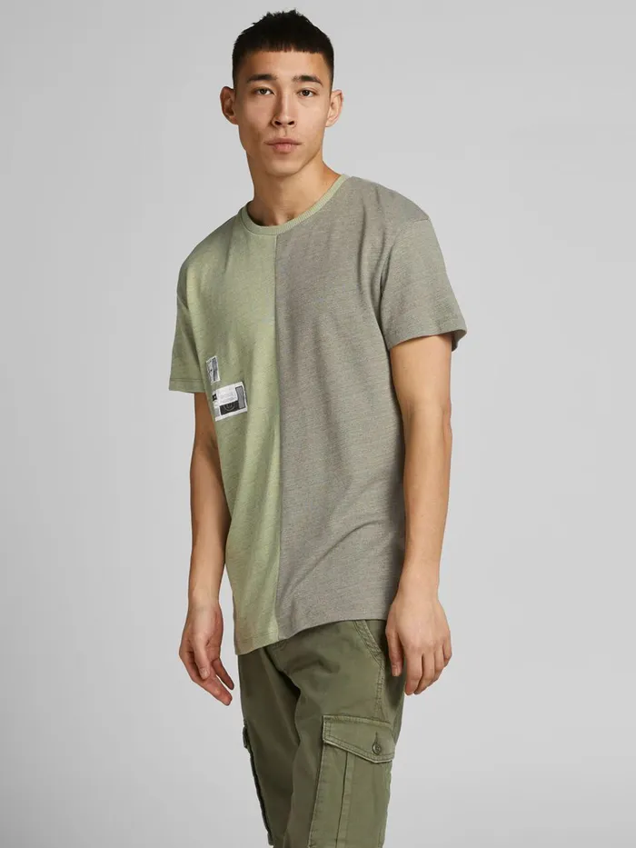 Tshirts JACK and JONES Mens VERTICAL SEAM TSHIRT Green Oil Green Gift for Friend