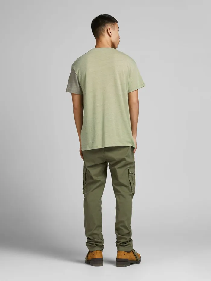 Tshirts JACK and JONES Mens VERTICAL SEAM TSHIRT Green Oil Green Gift for Friend