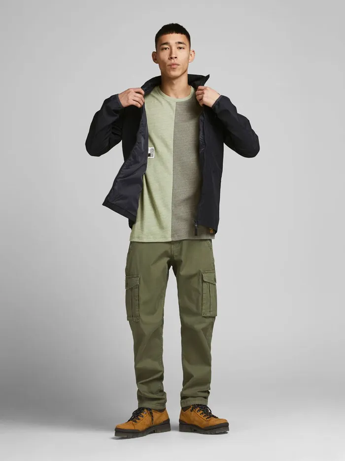 Tshirts JACK and JONES Mens VERTICAL SEAM TSHIRT Green Oil Green Gift for Friend