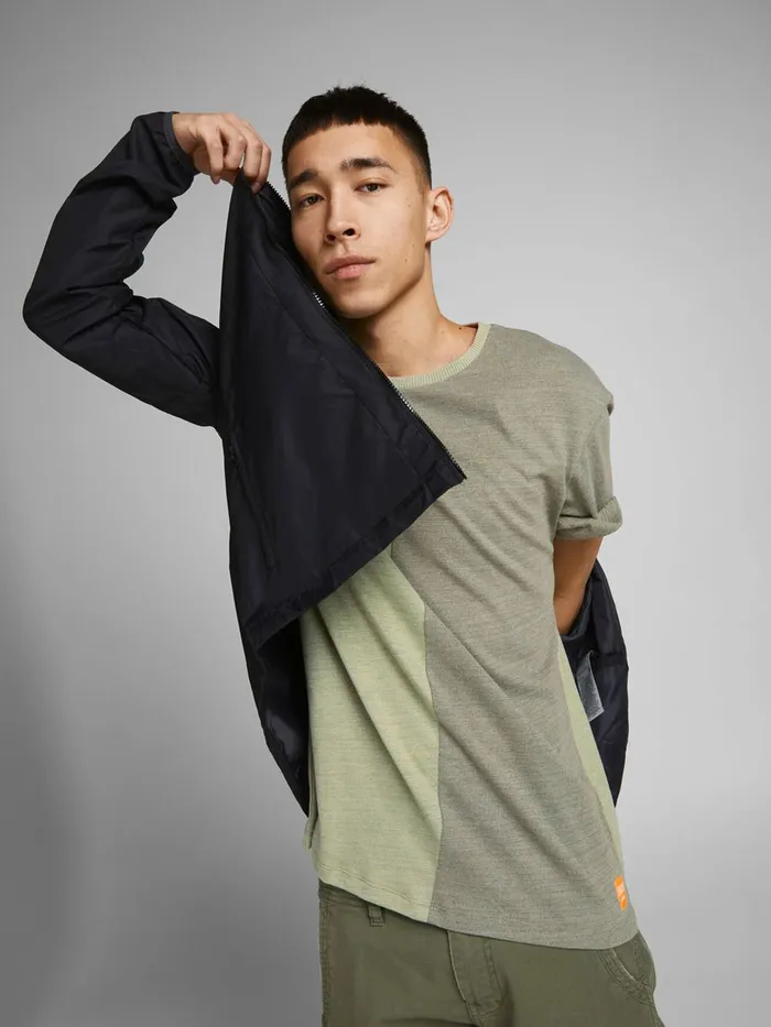 Tshirts JACK and JONES Mens VERTICAL SEAM TSHIRT Green Oil Green Gift for Friend
