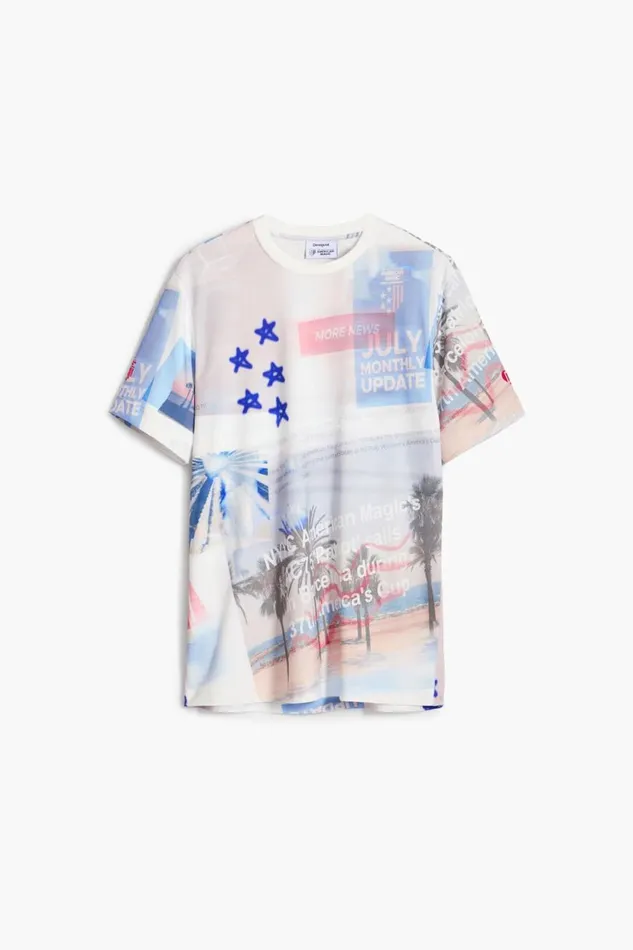 Tshirts Men Desigual American Magic Printed Tshirt White