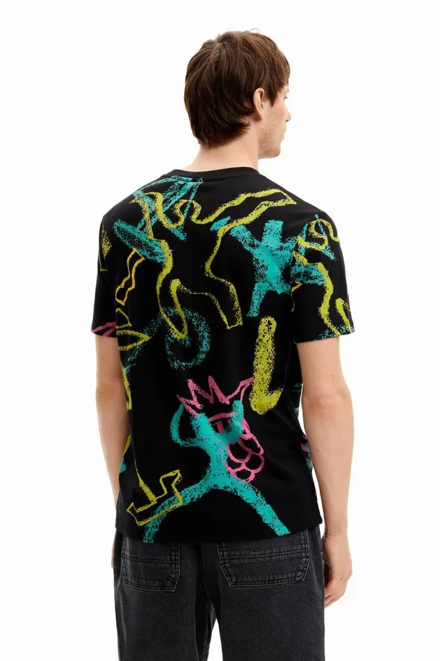 Tshirts Men Desigual Illustrated Tshirt Black