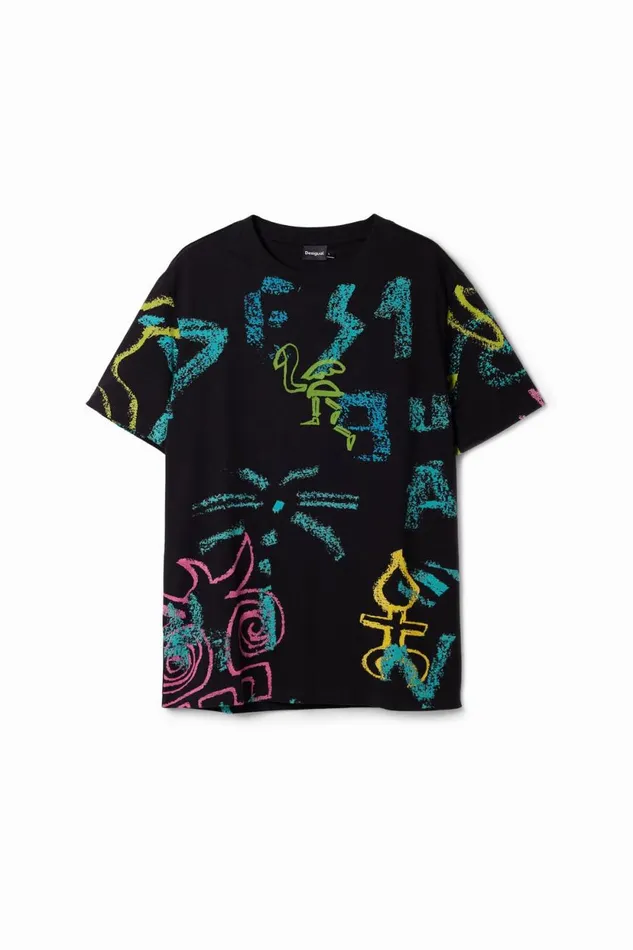 Tshirts Men Desigual Illustrated Tshirt Black