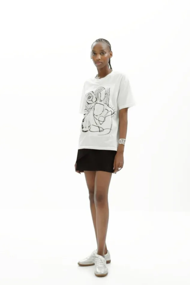 TShirts Women Desigual Arty Illustration Tshirt White