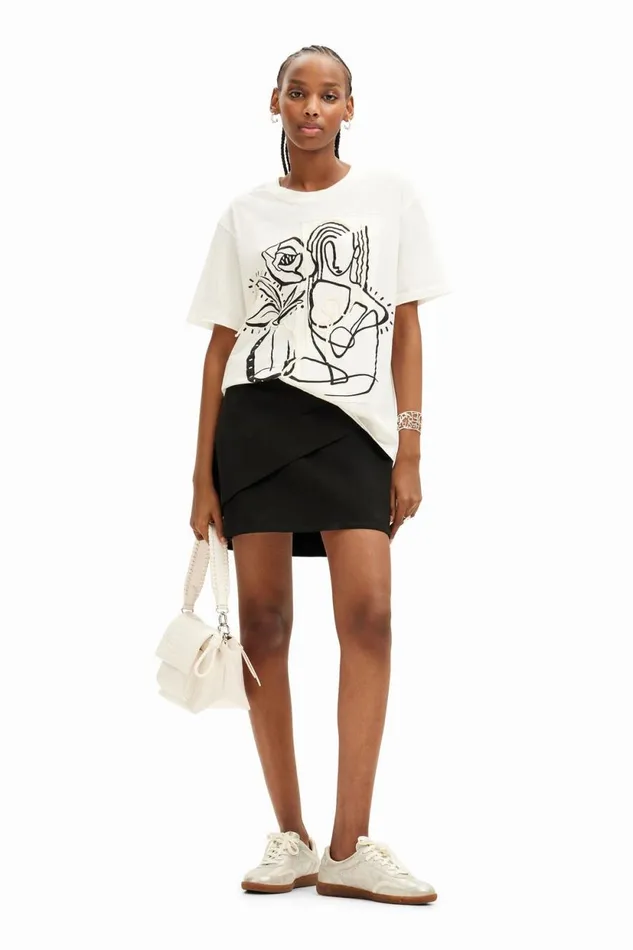 TShirts Women Desigual Arty Illustration Tshirt White