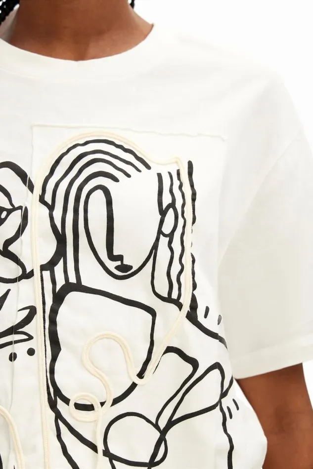 TShirts Women Desigual Arty Illustration Tshirt White
