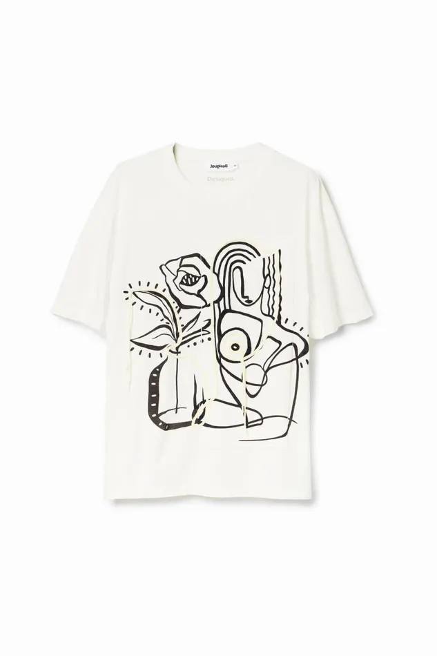 TShirts Women Desigual Arty Illustration Tshirt White
