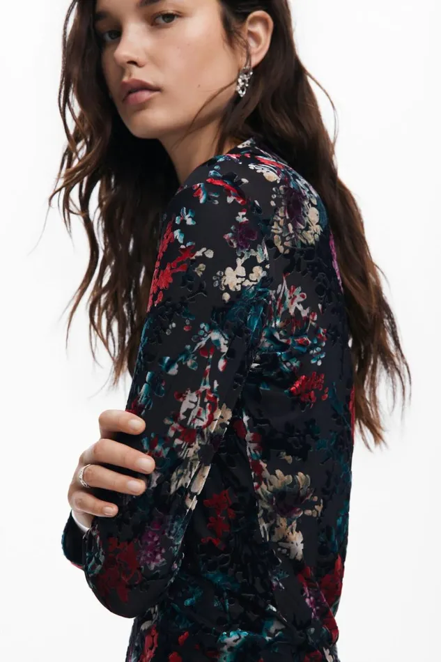 TShirts Women Desigual Floral Print Tulle Tshirt Black