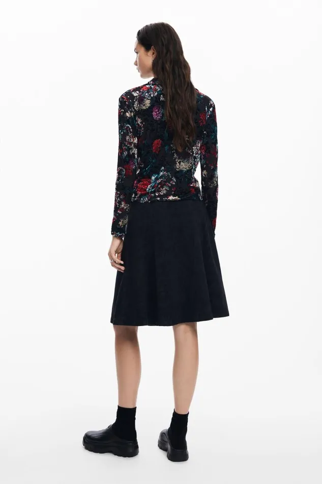TShirts Women Desigual Floral Print Tulle Tshirt Black