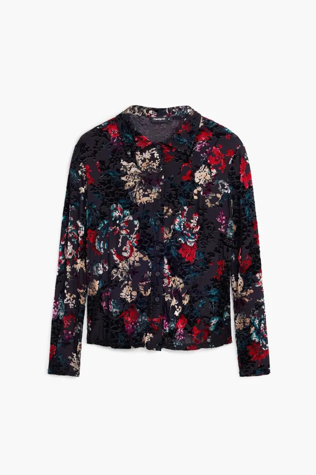 TShirts Women Desigual Floral Print Tulle Tshirt Black