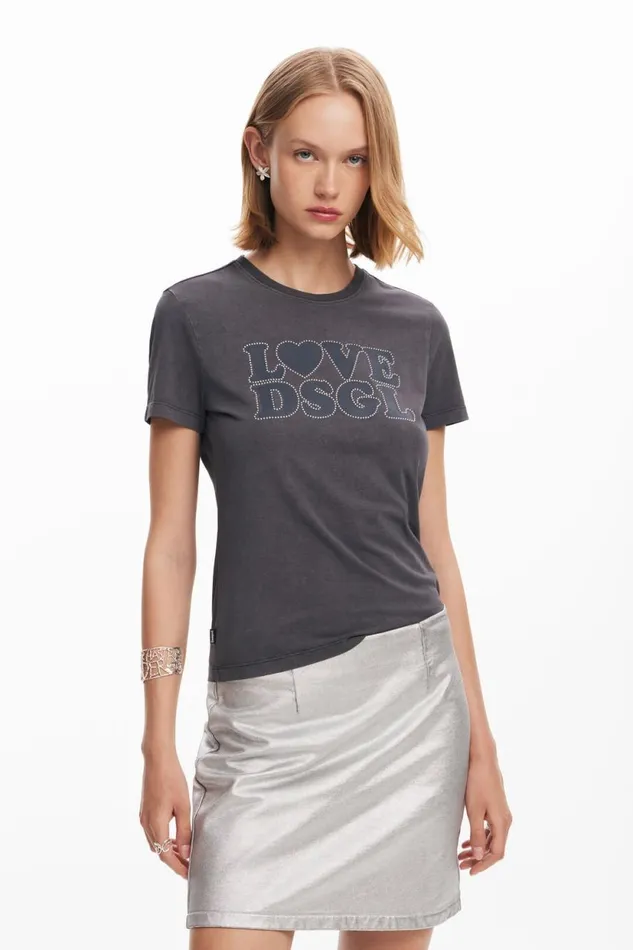 TShirts Women Desigual Plain Tshirt Text Black