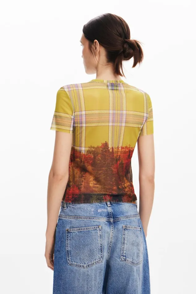 TShirts Women Desigual Printed Tulle Tshirt Yellow