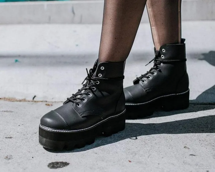 TUK Shoes Boots Men Black Faux Leather 7Eyelet Dino Lug Sole Boots TUK Shoes Boots Men Black Faux Leather 7Eyelet Dino Lug Sole Boots