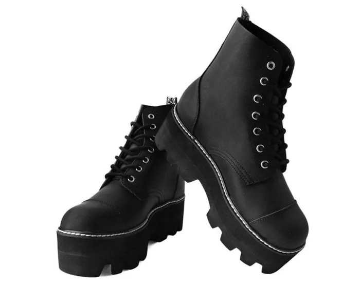 TUK Shoes Boots Men Black Faux Leather 7Eyelet Dino Lug Sole Boots TUK Shoes Boots Men Black Faux Leather 7Eyelet Dino Lug Sole Boots