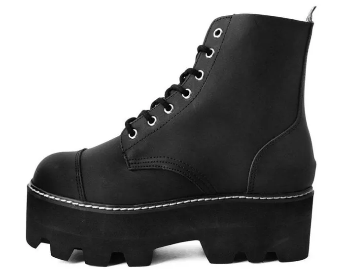 TUK Shoes Boots Men Black Faux Leather 7Eyelet Dino Lug Sole Boots TUK Shoes Boots Men Black Faux Leather 7Eyelet Dino Lug Sole Boots