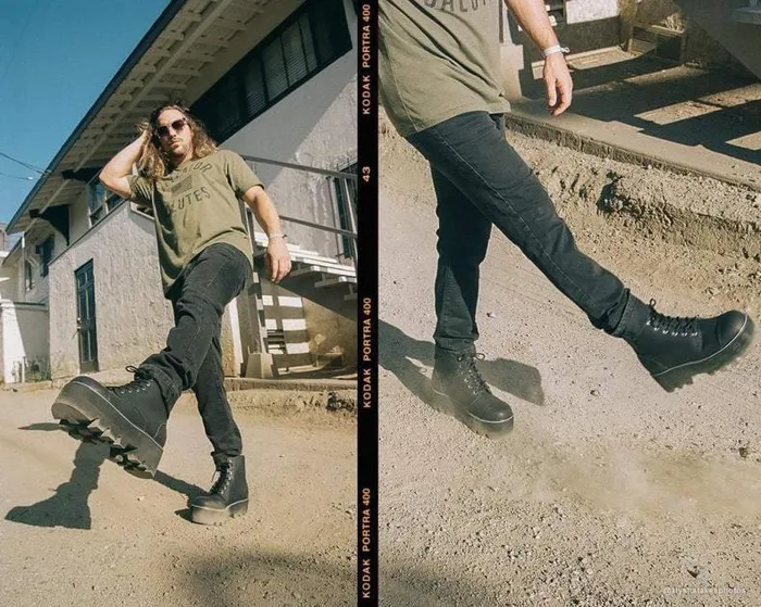 TUK Shoes Boots Men Black Faux Leather 7Eyelet Dino Lug Sole Boots TUK Shoes Boots Men Black Faux Leather 7Eyelet Dino Lug Sole Boots