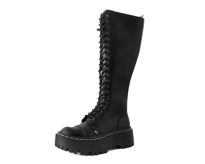 TUK Shoes Boots Men Black TUKskin Kneehigh Double Decker Boot