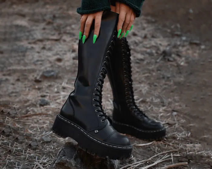 TUK Shoes Boots Men Black TUKskin Kneehigh Double Decker Boot TUK Shoes Boots Men Black TUKskin Kneehigh Double Decker Boot