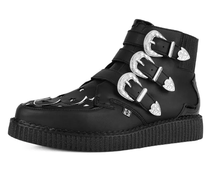 TUK Shoes Boots Men Black TUKskin Western Star 3Buckle Pointed Boot