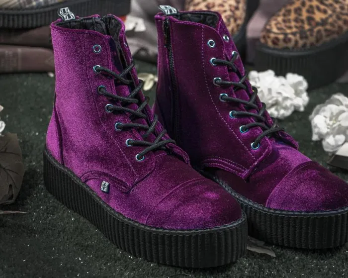 TUK Shoes Boots Women Violet Velvet Vegan Viva Mondo Boots TUK Shoes Boots Women Violet Velvet Vegan Viva Mondo Boots